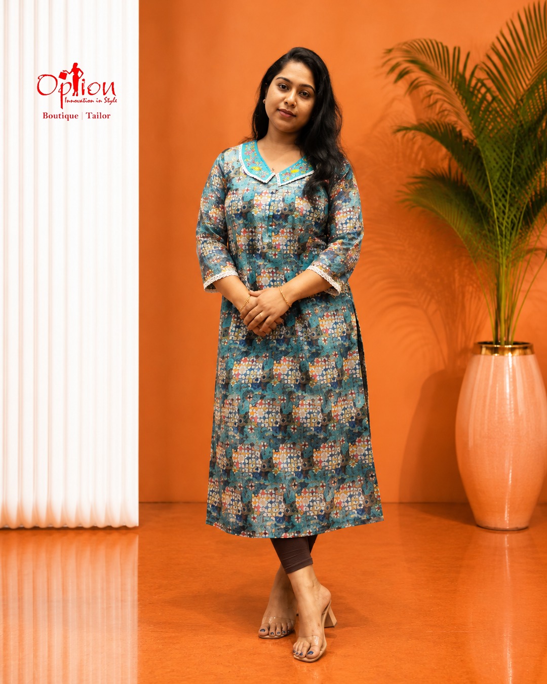 Aqua Bloom Pure Maslin Baby Collar Printed Kurti